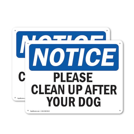 Signmission Please Clean Up After Your Dog, 14 in W x Rectangle, Aluminum OS-2PACK-NS-A-1014-L-17347
